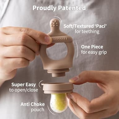 SAMiGO Baby Food Fruit Feeder and Breastmilk Popsicle Mold Set, Silicone Fruit Teether, Food Feeder Pacifier for Teething Relief, Freezer Tray, Baby Feeding Essentials, 4 Months+ - Image 4