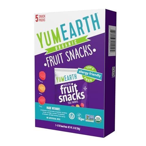 YumEarth Organic Assorted Flavor Fruit Snacks - Allergy Friendly (Top 9 Free), No Artificial Dyes or Flavors, Non GMO, Gluten Free, Vegan Candy Snacks - 0.7 Ounce (Pack of 5) (3.5 Ounce Box (Pack of 5), Fruit) - Image 1