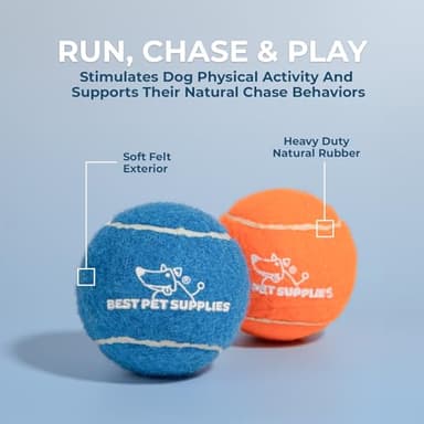 Best Pet Supplies Interactive Squeaky Dog Chew Toy, Ideal Dog Toys for Chewers, Small, Medium & Large Dogs, and Fetch Lovers - Tennis (Assorted Color), Medium (Pack of 4) - Image 4