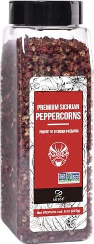 Soeos Sichuan Peppercorns, 8oz(227g), Authentic Szechuan Red Peppercorn, Numbing and Tingle Effect, Less Seeds, Strong Flavor, Essential for Mapo Tofu, Kung Pao Chicken and Asine Cusine - Image 1