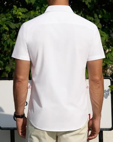 J.VER Men's Dress Shirts Solid Stretch Stain Resistant Short Sleeve Shirt Casual Business Button Down Shirts White X-Large - Image 3