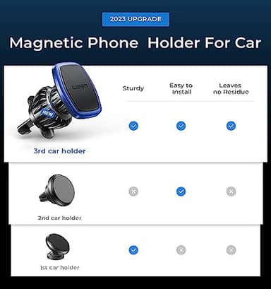LISEN Magnetic Phone Holder for Car, [Easily Install] Car Phone Holder Mount [6 Strong Magnets] Cell Phone Holder for Car [Case Friendly] iPhone Car Holder Pink 🧲20X Powerful: Pink LV633 - Image 2