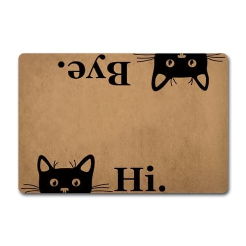 Funny Welcome Doormat For Indoor Entrance Way Decor Door Mats for Front Door Hi Bye Cute Cats Personalized Monogram Kitchen Rugs and Mats With Anti-Slip Rubber Back Novelty Gift Mat(23.7 X 15.9 in) - Image 1