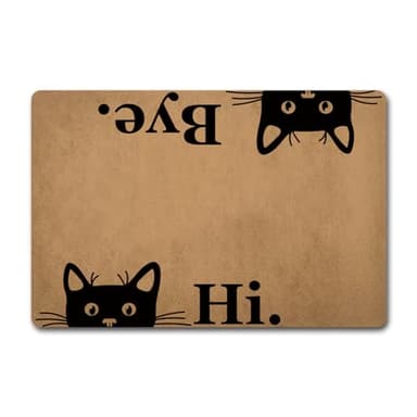 Funny Welcome Doormat For Indoor Entrance Way Decor Door Mats for Front Door Hi Bye Cute Cats Personalized Monogram Kitchen Rugs and Mats With Anti-Slip Rubber Back Novelty Gift Mat(23.7 X 15.9 in) - Image 1
