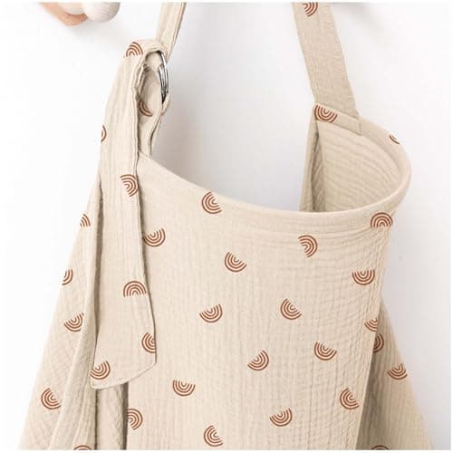 MairMore Muslin Nursing Covers for Breastfeeding, Privacy Breast Feeding Cover with Arch Neckline for Mom and Baby, Breathable 100% Cotton Nursing Apron Multi-use Stroller Cover - Image 1