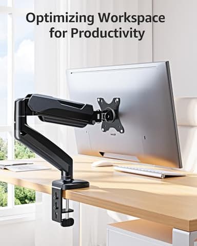 MOUNTUP Single Monitor Desk Mount, Adjustable Gas Spring Monitor Arm Support Max 32 Inch Screen, Computer Monitors Stand with Clamp/Grommet Mounting Base, VESA Mounts Fit 4.4-17.6lbs Computer, Black - Image 9
