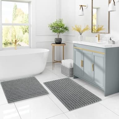 Arotive Luxury Chenille Bathroom Rug Mat, Extra Soft Thick Absorbent Shaggy Bath Rugs, Non-Slip Machine Wash Dry, Plush Bath Mats for Bathroom, Shower and Tub, 36x24, Grey - Image 9