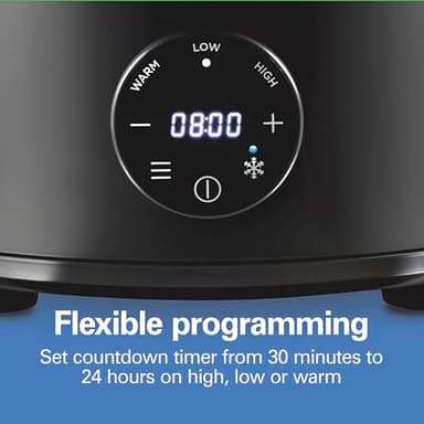 Hamilton Beach 6 Quart Set & Forget Programmable Slow Cooker with Defrost Function, Flexible Programming, Adjustable Countdown Timer, Large Dishwasher Safe Stoneware Crock and Glass Lid, Black (33765) - Image 4