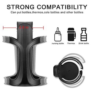 Accmor Stroller Cup Holder, Universal Cup Holder for Uppababy, Nuna, Doona Strollers, 360 ° Rotatable Bottle Holder for Stroller, Bike, Wheelchair, Walker, Scooter - Image 2