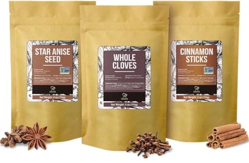 Soeos Cinnamon Sticks Bulk + Star Anise Whole + Whole Cloves Bulk, 4oz Each, All Natural, No Preservative, Starter Spice Set, Perfect Refill for Kitchen Spices - Image 1