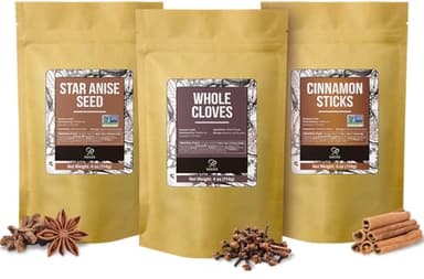 Soeos Cinnamon Sticks Bulk + Star Anise Whole + Whole Cloves Bulk, 4oz Each, All Natural, No Preservative, Starter Spice Set, Perfect Refill for Kitchen Spices - Image 1