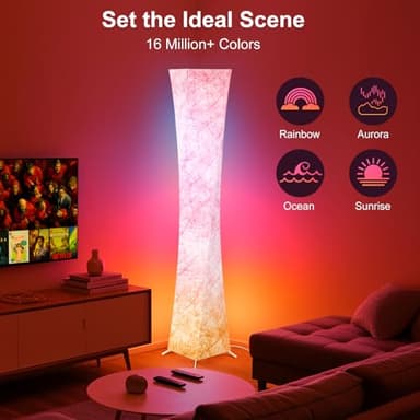 WORLD WIN Floor Lamp, 61'' Smart RGB LED Corner Lamp with Music Sync and 16 Million DIY Colors, 3 Color Temperature, APP & Remote Control, Color Changing Standing Floor Lamp for Bedroom Living Room - Image 3