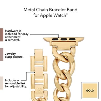 WITHit Anne Klein Fashion Chain Bracelet for Apple Watch, Secure, Adjustable, Apple Watch Replacement Band, Fits Most Wrists (38/40/41mm, Gold) - Image 4