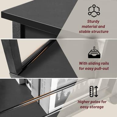 DGSANDGO Side Table with Charging Station and Drawer, Narrow End Table with USB Ports and Outlets for Small Space, Living Room, Bedroom and Office, with 4 Wheels (1, Black) - Image 7