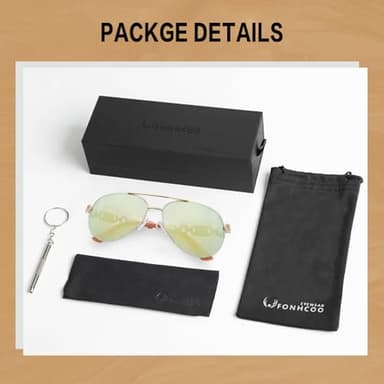 FONHCOO Aviator Sunglasses for Women Men Oversized Metal Frame UV400 Mirrored Sunglasses (Orange) - Image 6