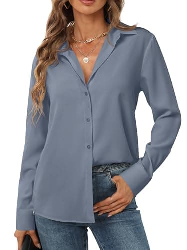 Beach Cover up for Women Womens Button Down Long Sleeve Collar Cute Boho Aesthetic Coverups and Resort wear Women's Beachy ups Shirts Tops Outfits Clothes Shirt Clothing Attire top Grey Size XL - Image 3