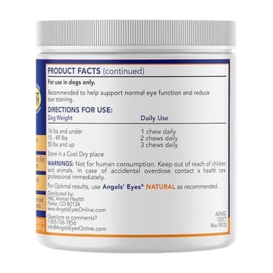 Angels’ Eyes Natural Tear Stain Prevention Soft Chews for Dogs | Chicken Flavor| For All Breeds | No Wheat No Corn | Daily Supplement | Proprietary Formula - Image 7
