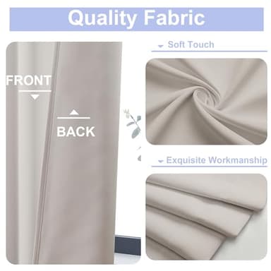 Simplebrand Ava Natural Blackout Curtains for Bedroom 84 Inch Length 2 Panels Set, Solid Thermal Insulated Privacy Living Room Window Treatment Curtains Blackout Drapes, W40 x L84 Inch, Natural - Image 3