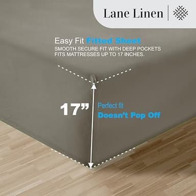 LANE LINEN 100% Egyptian Cotton Queen Sheet Set – Soft & Comfy, No Pill, Fade Resistant, Oeko-Tex Certified, Sustainably Produced, 16" Extra Deep Pocket Bed Sheets – Charcoal - Image 6