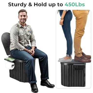 Sckee Camping Toilet, Portable Toilet for Adults, Portable Travel Folding Toilet with Lid and Paper Holder, Compact Potty for Car, Camp Toilet Portable Toilet for Camping, Hiking,Truck, RV, Beach - Image 3