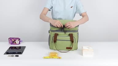 Maelstrom Lunch Box, 23L Insulated Lunch Bag, Expandable Double Deck Cooler Bag, Lightweight Leakproof Tote Bag With Side Tissue Pocket, Suit For Men and Women, Black - Image 7