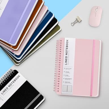 ABERLLS Pink Lined Spiral Journal Notebook with 160 Pages, 8×5.7in, A5 Spiral Notebook, Journaling Notebooks for Work, School, Women, Men, College Ruled Spiral Notebook, Hardcover Leather Journals - Image 6