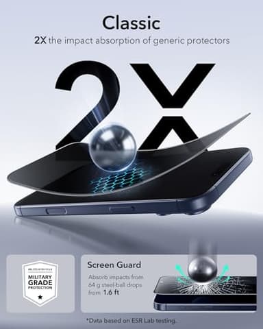 ESR 3 Pack for iPhone 17 Pro Privacy Screen Protector, Military Grade Shatterproof, 9H Hardness, Anti-spy Tempered Glass with UltraFit Tray - Image 6
