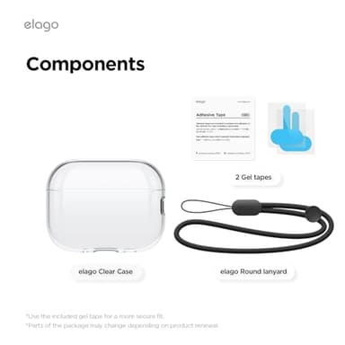 elago Clear Case Compatible with AirPods Pro 3 Case Clear Cover - Lanyard Included, Strap Included, Reduced Yellowing, Shockproof, Full Protection, Soft TPU (Transparent) - Image 9