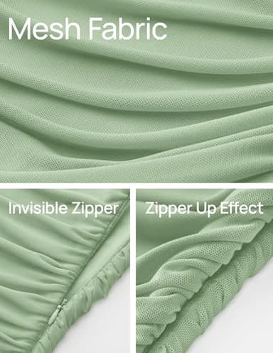 ZESICA Women's 2025 Summer Ruched Bodycon Dress Sleeveless Backless Ruffle Mermaid Cocktail Wedding Party Dresses,Sage,Small - Image 6