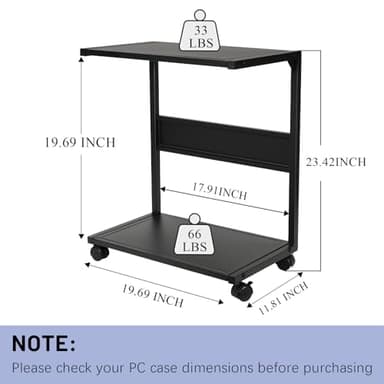 Bfttlity PC Stand Computer Tower Stand 2-Tier Metal CPU Holder with Locking Caster Wheels Suitable for Most PC (Black, L) - Image 2