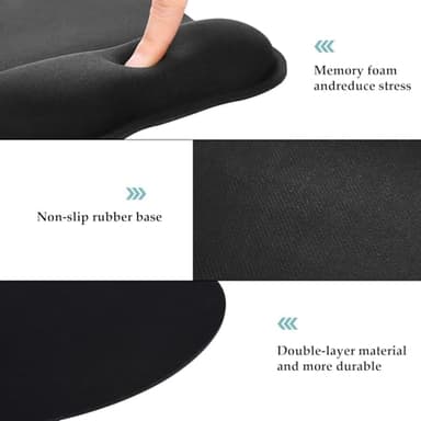 EooCoo Ergonomic Mouse Pad with Wrist Support, Mousepad with Memory Foam Wrist Rest and Non-Slip Base for Computer, Cafe, Home & Office, 9.64 x 8.26 in Office Desk Accessories - Image 7