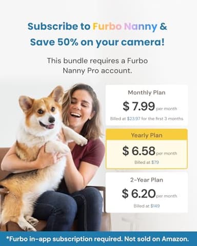 Furbo 360° Dog Camera + Mini (2-Camera Bundle Nanny Pro Subscription): Dog Safety & Home Security Alerts, Pet Camera with Speaker, Phone App & Night Vision (New Subscription Needed at Setup) - Image 4