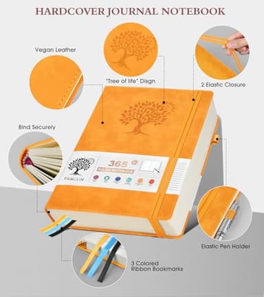 PERCUN A4 Lined Journal Notebook，365 Page Large Leather Journals for Writing Women Men，Hardcover Notebook with 100Gsm Thick Pages for Travel，Work，School，College Ruled, Daily Diary (8.5" x 11.4") - Image 3