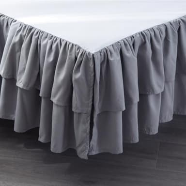 JSD Grey Ruffled Crib Bed Skirt Double Layer Nursery Toddler Dust Ruffle Bedding Skirt 14" Deep Drop - Image 6