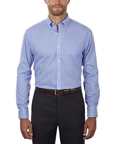 Tommy Hilfiger Men's Dress Shirt Regular Fit Non Iron Gingham, English Blue, 16.5" Neck 34"-35" Sleeve - Image 2