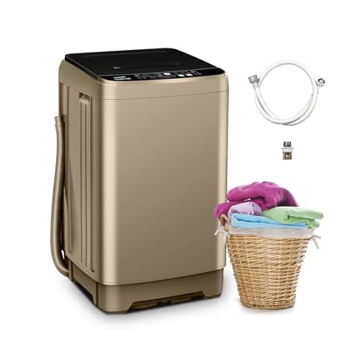 BORCOLO Portable Washing Machine, 17.7lbs Full-Automatic Small Washing Machine for Apartment, 10 Wash Programs with Drain Hose Dorm Size Portable Washer for RV, Home, College, Gold - Image 1