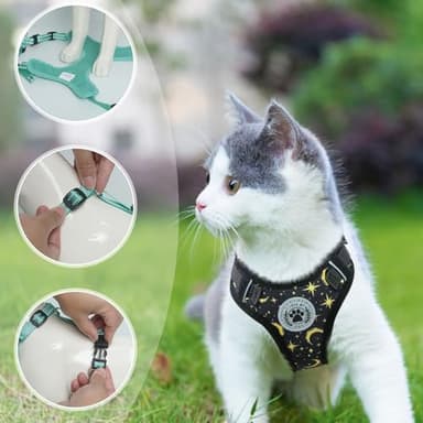 BEAUTYZOO Cat Harness and Leash Set for Walking Escape Proof, Neck Release Adjustable Harness for Kitten Puppy Small Medium Large Cats, Soft Cute Easy Control Small Cat Harness for Cats Boy and Girls - Image 7