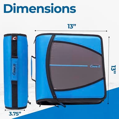 Case-it Mighty Zip Tab Zipper Binder, 3" O-Ring with 5-Color tabbes, Expanding File Folder and Shoulder Strap and Handle, D-146-Denim Blue - Image 2