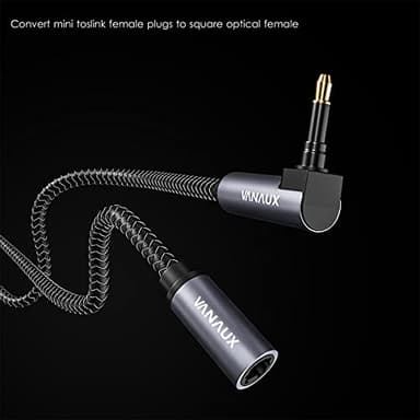 VANAUX Toslink to Mini Toslink Digital Optical Extension Cable,90 Degree S/PDIF Audio Cable Male to Female for Home Theater,Sound Bar,TVs,Amplifiers (5ft/1.5m) - Image 8