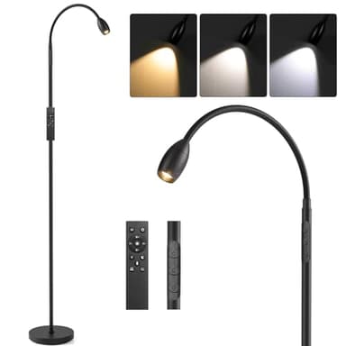 Reading Floor Lamp, 72" Tall LED Lamp with Flexible Gooseneck, Dimmable Zoomable Spotlight, Adjustable Color Beam Standing Lamp, Touch & Remote Control, Task Craft Bedroom Living Room, Matte Black - Image 1