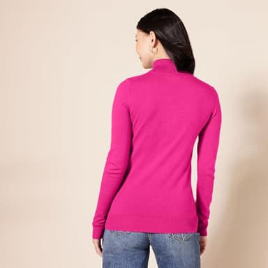 Amazon Essentials Women's Classic-Fit Lightweight Long-Sleeve Turtleneck Sweater (Available in Plus Size), Bright Pink, Medium - Image 3