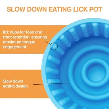 Dog Slow Feeder Lick Bowl, Anxiety Relief Dog Licking Mat Treat Dispenser, Non-Slip Anti-Choking Slow Eating Lick Bowl for Small Medium and Large Breed Dogs, BPA Free Silicone - Image 2