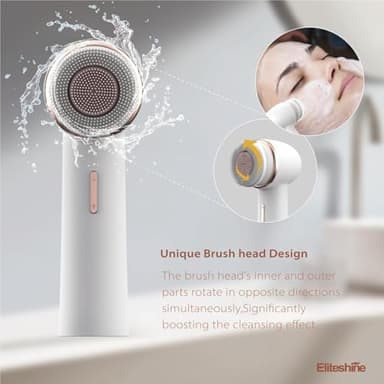 Electric Facial Cleansing Brush with Silicone and Bristle Brushheads,Gentle Electric Face Scrubber Exfoliator, Face Cleansing Brush, Face Wash Brush Machine, Rechargeable, Relief for Face Skin Issues - Image 2
