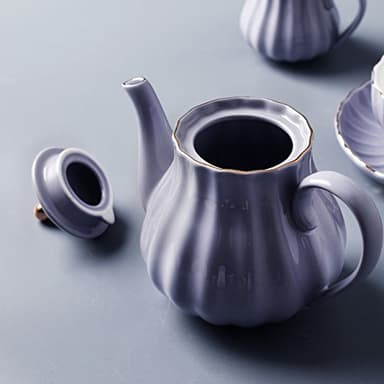 Porcelain Tea Sets British Royal Series, 8 OZ Cups& Saucer Service for 6, with Teapot Sugar Bowl Cream Pitcher Teaspoons and tea strainer for Tea/Coffee, Pukka Home(purple) - Image 5
