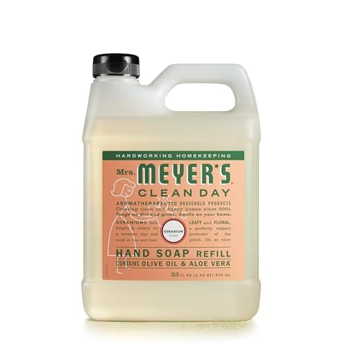 MRS. MEYER'S CLEAN DAY Hand Soap Refill, Made with Essential Oils, Biodegradable Formula, Geranium, 33 fl. oz - Image 1