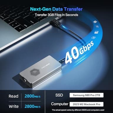 ACASIS 40Gbps M.2 NVMe SSD Enclosure with Cooling Fan,Tool Free Installation,NVMe Enclosure for M1/M2 Pro/Max, Compatible with Thunderbolt3/4/5,USB4/3.2/3.1/3.0/2,Support 2280/2260/2242/2230 B+M M-Key - Image 4