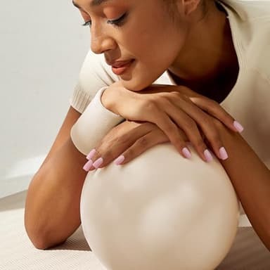 BTArtbox Press On Nails Square - Solid Pink Short Summer Press On Nails with Glue for Women, Opaque Soft Gel Glue On Nails in 16 Sizes - 32 Stick On Nails Kit, Yoga - Image 3