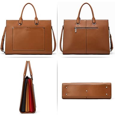 CLUCI Leather Briefcase for Women Laptop 15.6 Inch Professional Business Work Ladies Computer Handbag Shoulder Bag Brown - Image 7