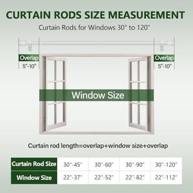 Sthumsup White Curtain Rods for Windows 48 to 84,Adjustable 1 Inch With Brackets, Heavy Duty Modern Window Rods for Living Room,Bedroom(30 to 90") - Image 7