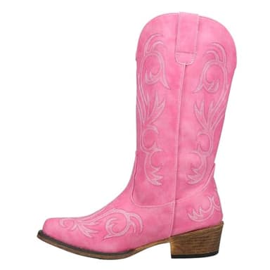 ROPER Womens Riley Embroidered Snip Toe Casual Boots Mid Calf Low Heel 1-2" - Pink - Size 8.5 M - Image 3